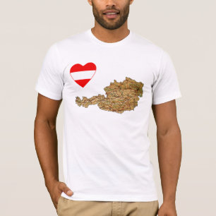 Austria Flag Heart and Map T-Shirt