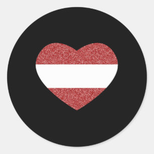 Austria Flag Heart Heartbeat For Austria Men Women Classic Round Sticker