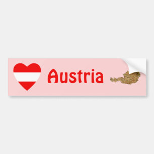 Austria Flag Heart + Map Bumper Sticker