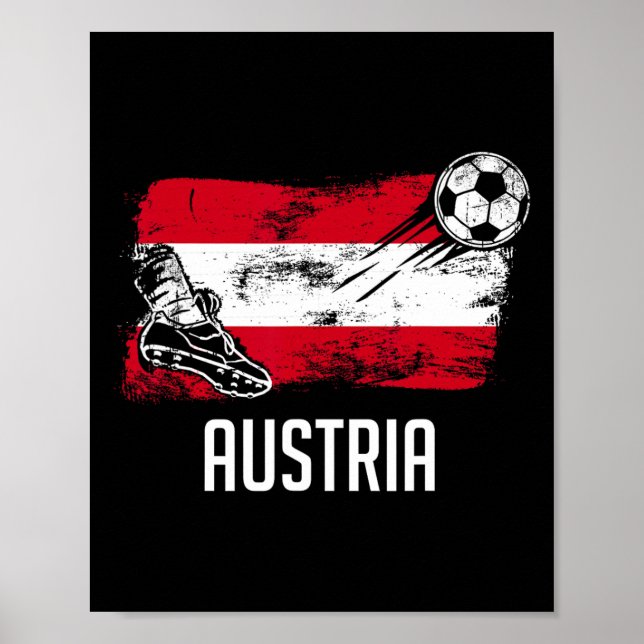 Austria Flag Jersey Austrian Soccer Team Austrian  Poster (Front)