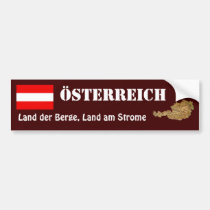 Austria Flag + Map Bumper Sticker