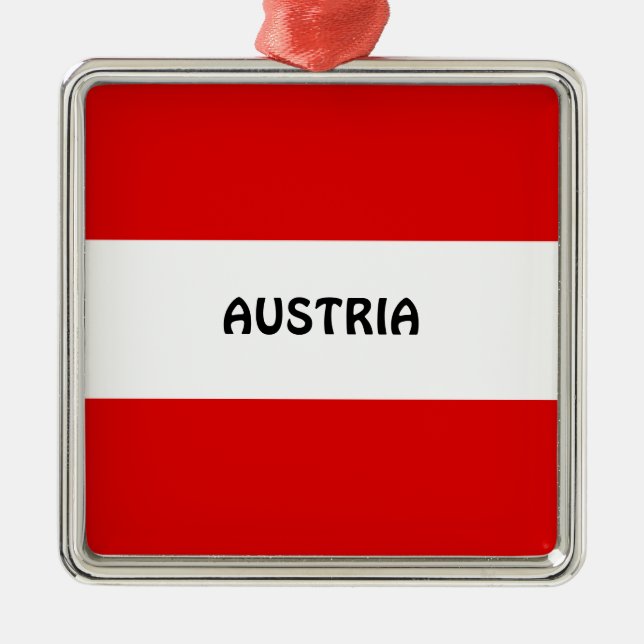 AUSTRIA: Flag of Austria Metal Tree Decoration (Front)