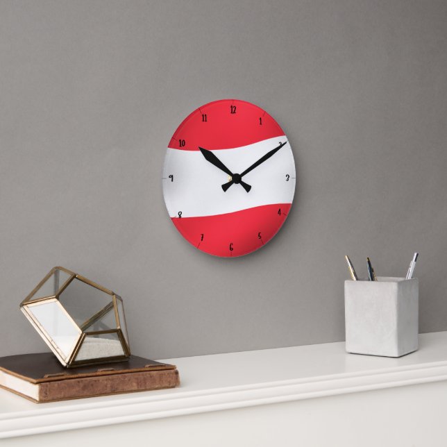 AUSTRIA FLAG ROUND CLOCK (Office)