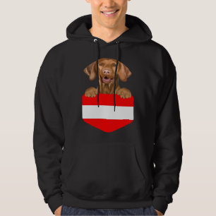 Austria Flag Vizsla Dog In Pocket Hoodie