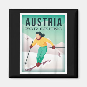 Austria For Skiing Pistensau & Skihaserl Get O Magnet
