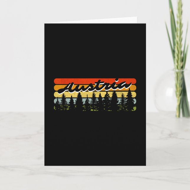 Austria Forest Sunset Trees Cabin Theme Vacation S Card (Front)