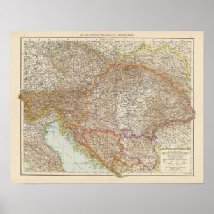 Austria Hungarian Empire Map Poster