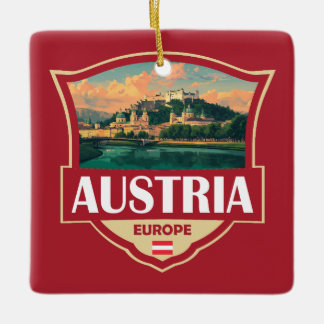 Austria Illustration Retro Badge Ceramic Ornament