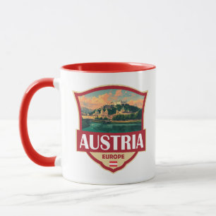 Austria Illustration Retro Badge Mug
