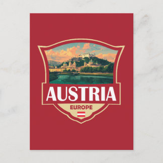 Austria Illustration Retro Badge Postcard