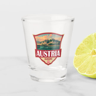 Austria Illustration Retro Badge Shot Glass