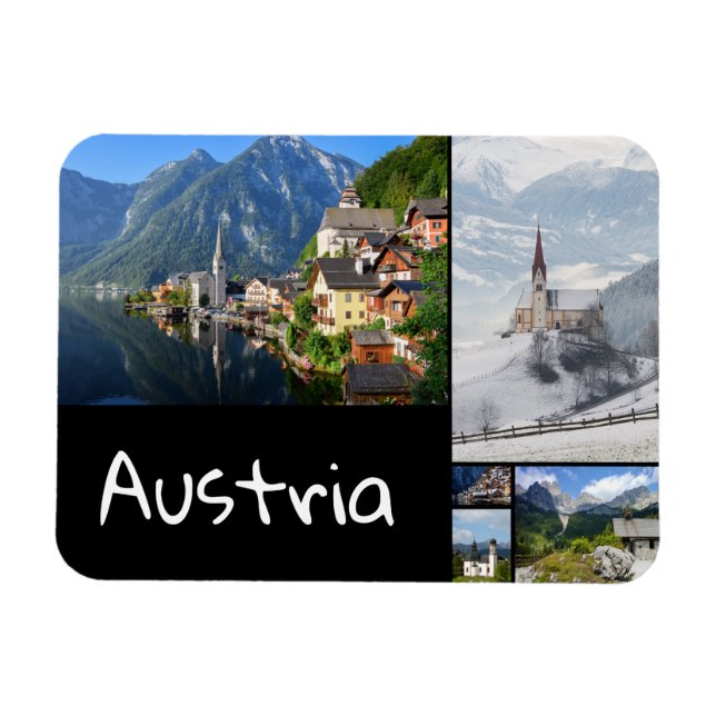 Austria landscapes travel photo collage magnet (Horizontal)