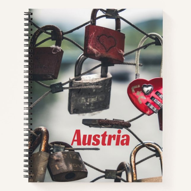 Austria Love Locks Bridge Salzburg Notebook (Front)