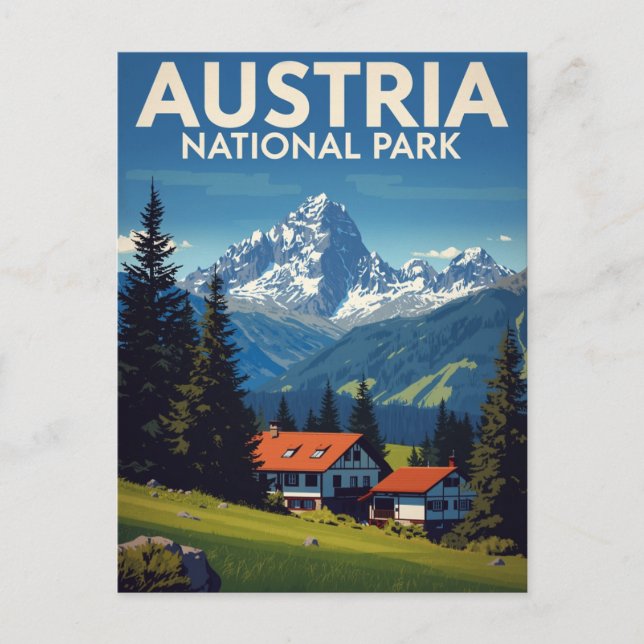 Austria National Park Alpine Chalet Postcard (Front)