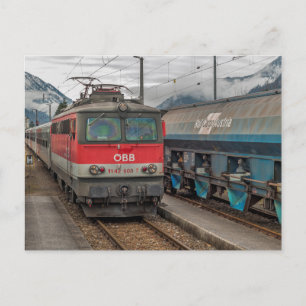 Austria. ÖBB 1142 608 - 7 passes by. Postcard