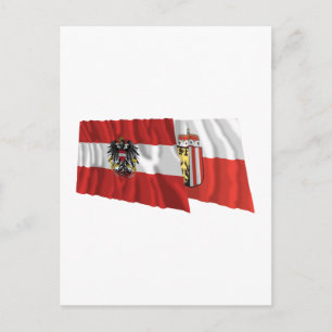 Austria & Oberoesterreich Waving Flags Postcard