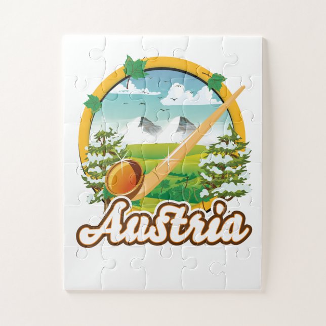 Austria retro travel logo jigsaw puzzle (Vertical)