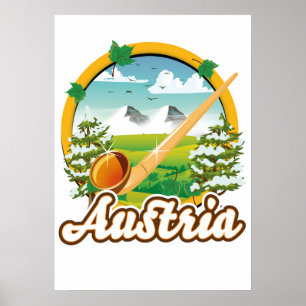 Austria retro travel logo poster