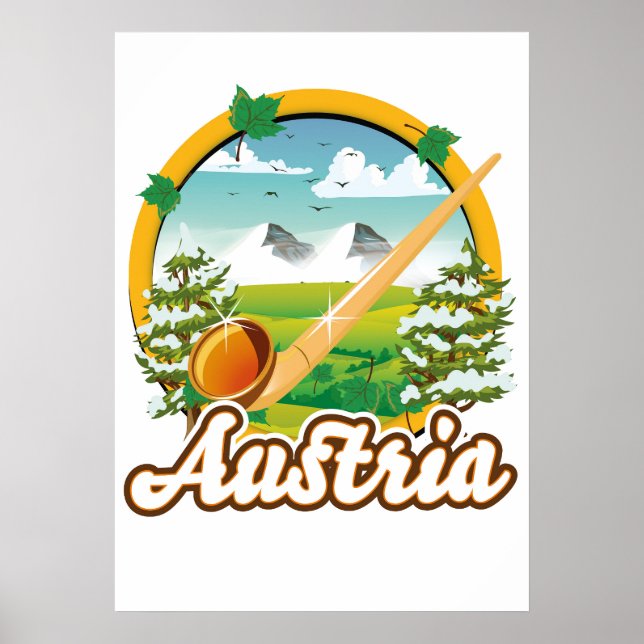 Austria retro travel logo poster (Front)