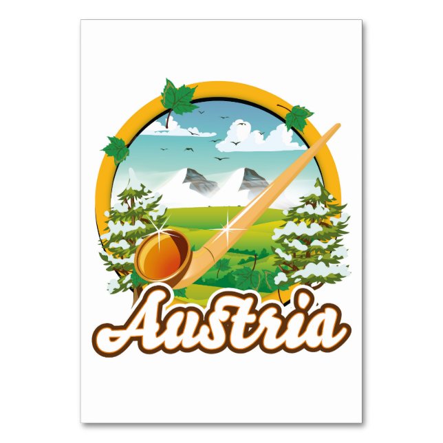 Austria retro travel logo table number (Front)