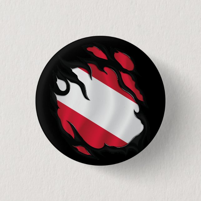 Austria Ripped Flag 3 Cm Round Badge (Front)