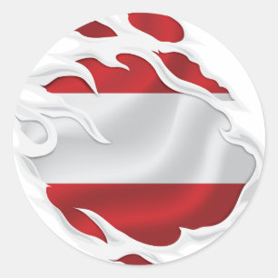 Austria Ripped Flag Classic Round Sticker