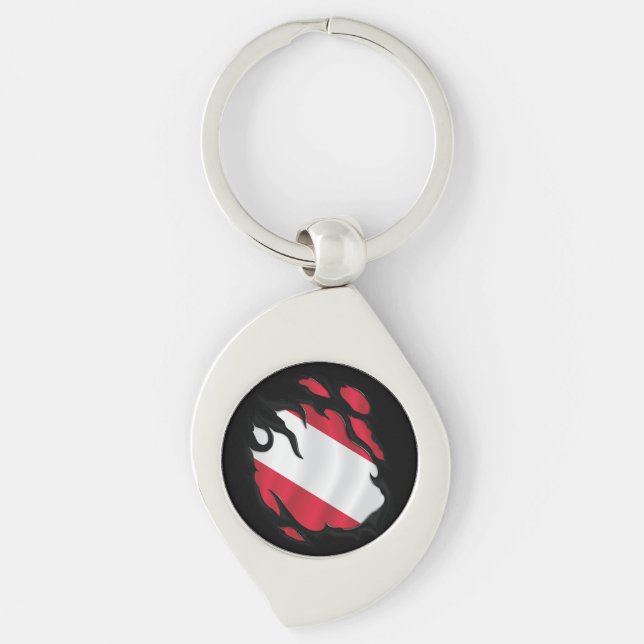 Austria Ripped Flag Key Ring (Front)