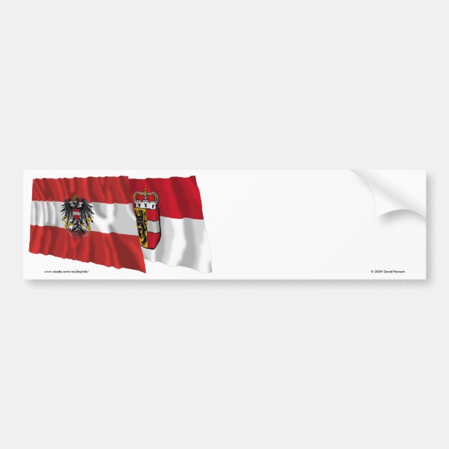 Austria & Salzburg Waving Flags Bumper Sticker (Front)
