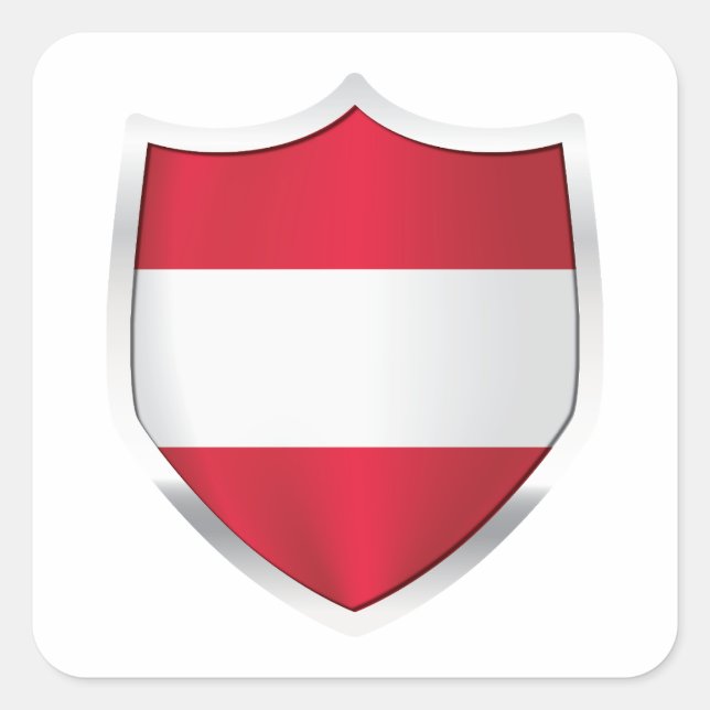 Austria Silver Shield Flag Square Sticker (Front)