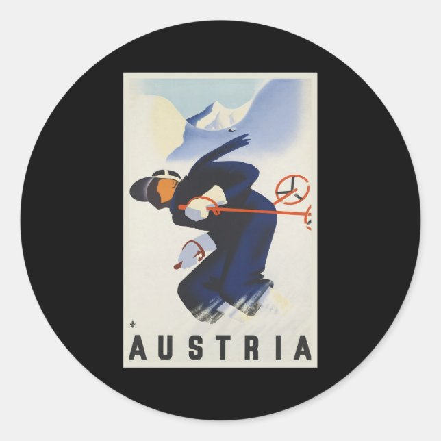 Austria Ski Classic Round Sticker (Front)
