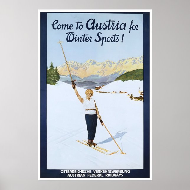 Austria Ski Poster Art Austrian Travel Print (Front)