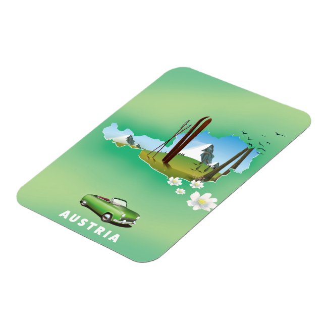 Austria Ski Travel poster Magnet (Left Side)