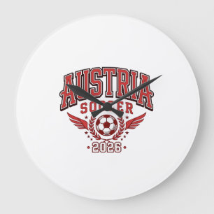 Austria Soccer 2026 Soccer Bold Country Typography Large Clock