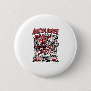 Austria Soccer Skeleton Striker Nations Poster Sty 6 Cm Round Badge