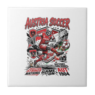 Austria Soccer Skeleton Striker Nations Poster Sty Ceramic Tile