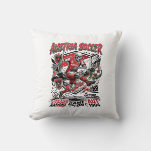Austria Soccer Skeleton Striker Nations Poster Sty Cushion