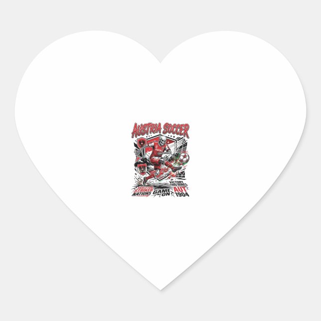 Austria Soccer Skeleton Striker Nations Poster Sty Heart Sticker (Front)