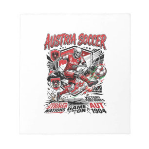 Austria Soccer Skeleton Striker Nations Poster Sty Notepad