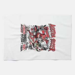 Austria Soccer Skeleton Striker Nations Poster Sty Tea Towel