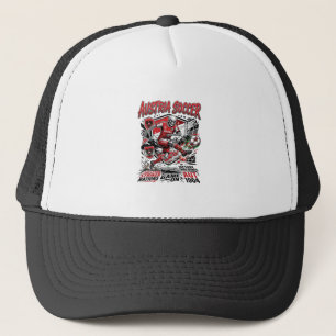 Austria Soccer Skeleton Striker Nations Poster Sty Trucker Hat