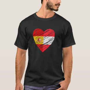 Austria Spain Heart Spanish Flag Austrian Flag Lov T-Shirt