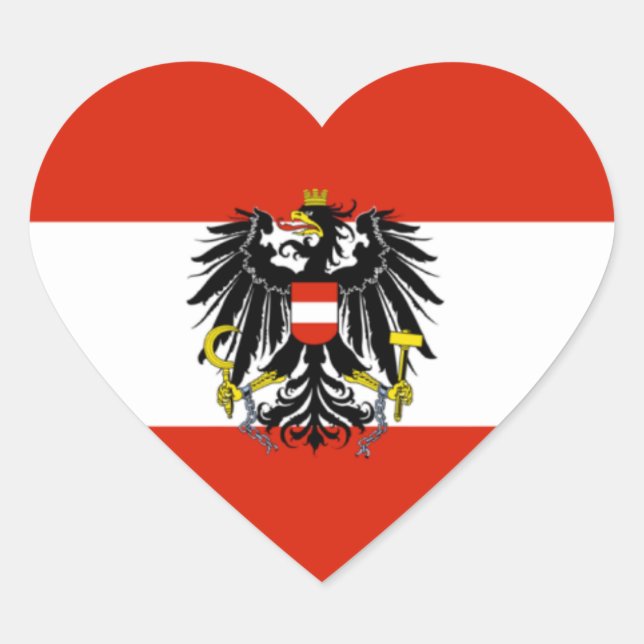 Austria State Flag Heart Sticker (Front)