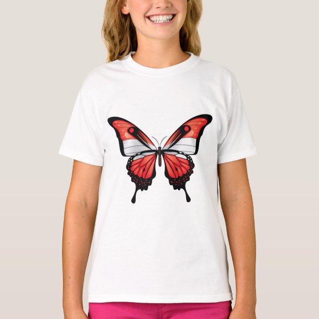 Austria Swallowtail Butterfly Flag Sticker T-Shirt (Front)