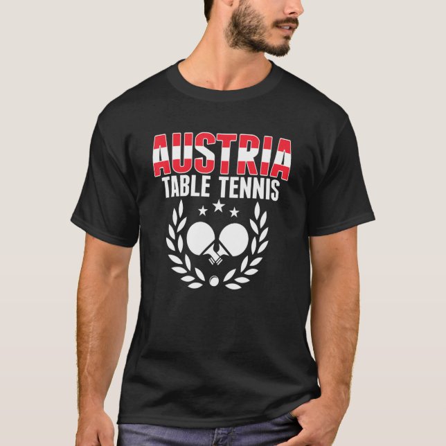 Austria Table Tennis   Austrian Ping Pong Supporte T-Shirt (Front)