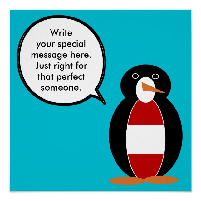 Austria Talking Ms Penguin Personalised  Poster (Front)