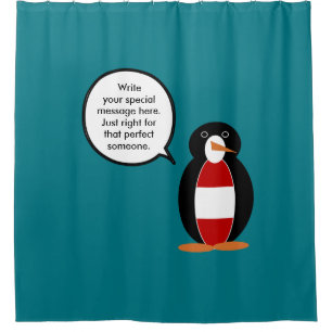 Austria Talking Ms Penguin Personalised  Shower Curtain