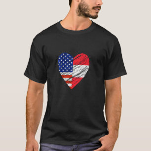 Austria USA Heart American Flag Austrian Flag Love T-Shirt