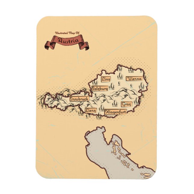 Austria Vintage Illustrated map Magnet (Vertical)