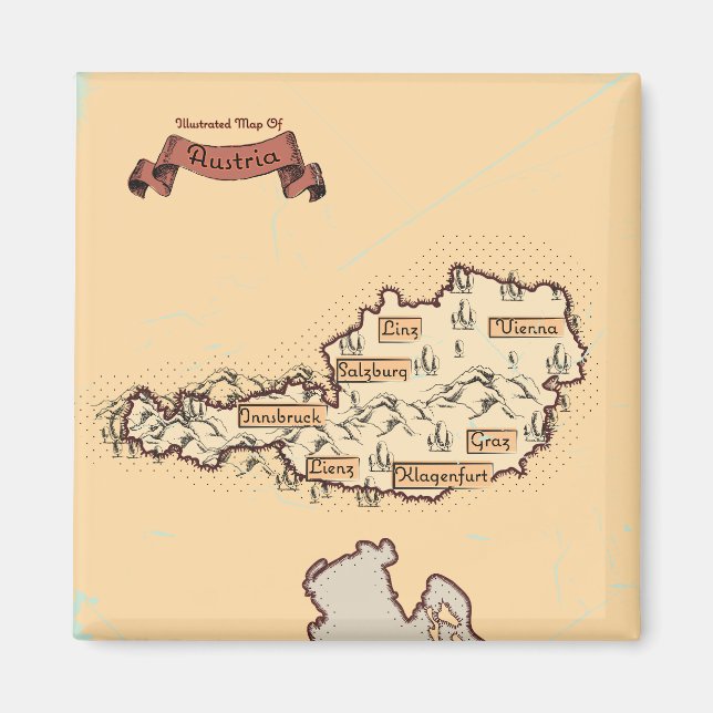 Austria Vintage Illustrated map Magnet (Front)