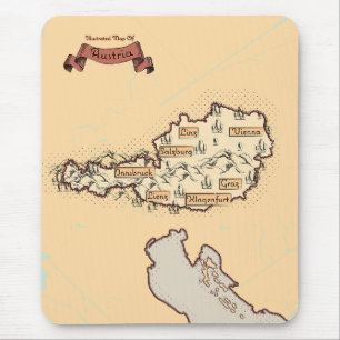Austria Vintage Illustrated map Mouse Pad